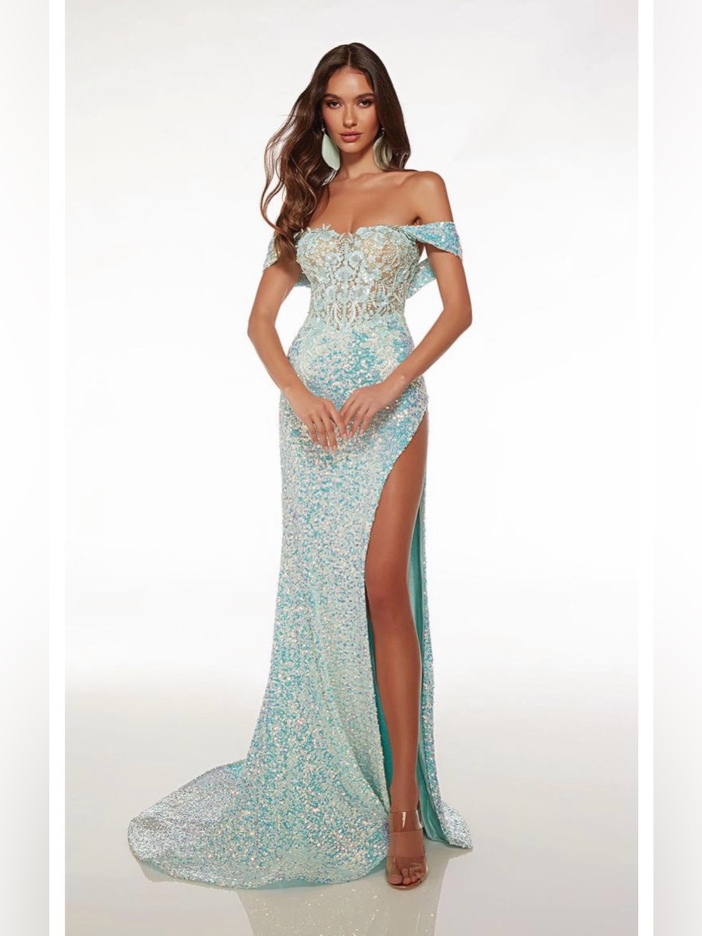 Alyce Paris Off-Shoulder Sequin Gown